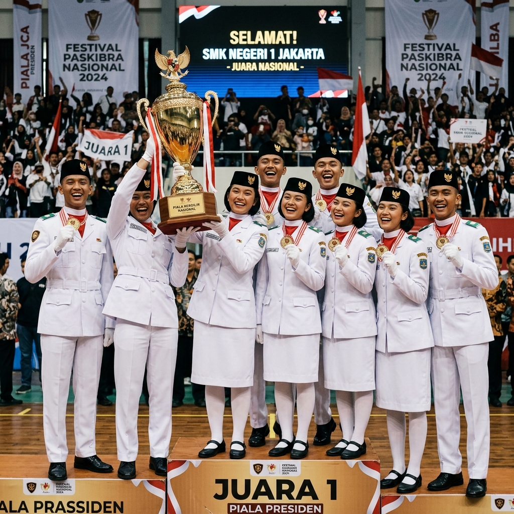 Pasukan Paskibra Meraih Juara 1 Tingkat Kabupaten